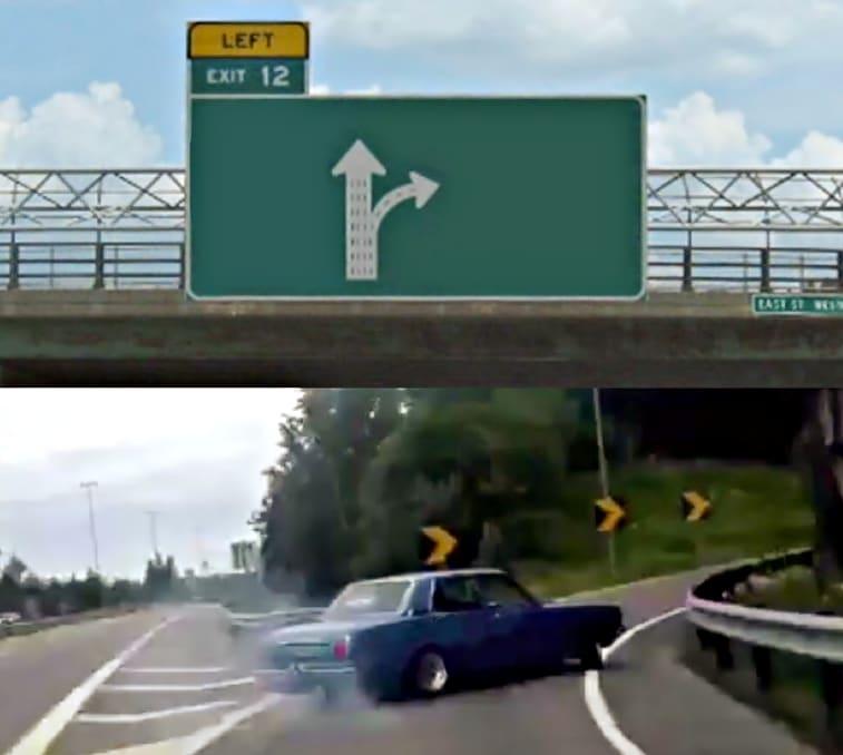 Left Exit 12 Off Ramp meme template